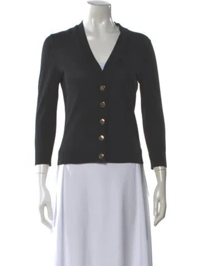 Pre-owned Tory Burch V-neck Sweater In Gray