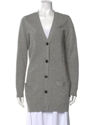 Pre-owned Tory Burch V-neck Sweater In Gray