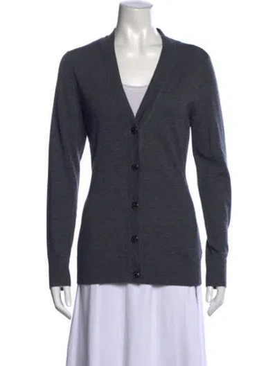 Pre-owned Tory Burch V-neck Sweater In Gray