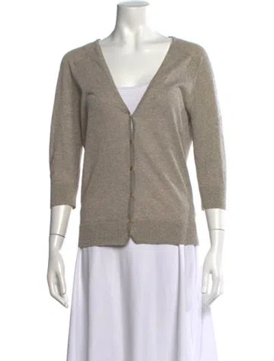 Pre-owned Tory Burch V-neck Sweater In Gray