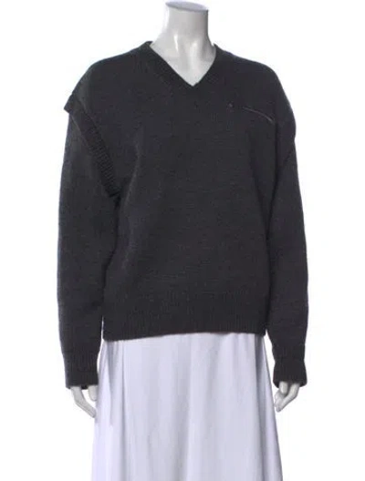 Pre-owned Tory Burch V-neck Sweater In Grey