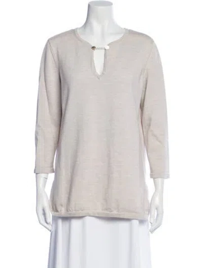 Pre-owned Tory Burch V-neck Sweater In Neutral