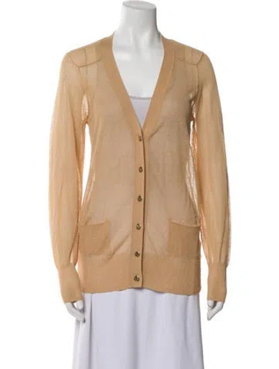 Pre-owned Tory Burch V-neck Sweater In Neutral