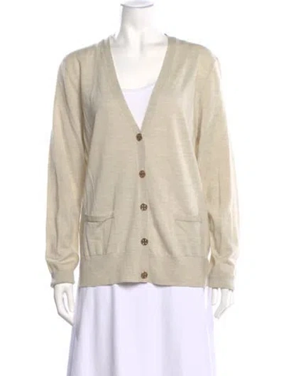 Pre-owned Tory Burch V-neck Sweater In Neutral