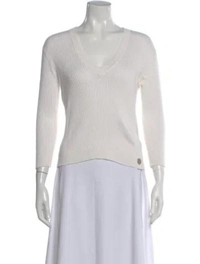 Pre-owned Tory Burch V-neck Sweater In Neutral