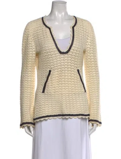 Pre-owned Tory Burch V-neck Sweater In Neutral
