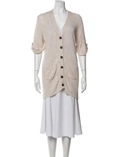 Pre-owned Tory Burch V-neck Sweater In Neutrals