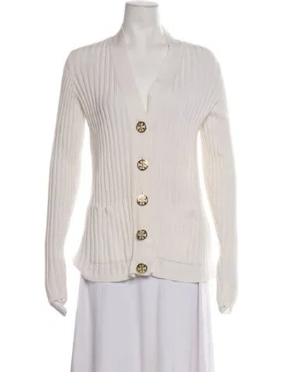 Pre-owned Tory Burch V-neck Sweater In Neutrals
