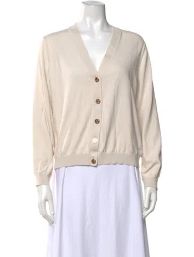 Pre-owned Tory Burch V-neck Sweater In Neutrals