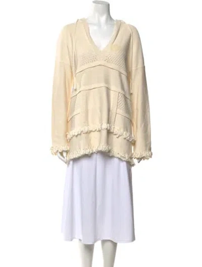 Pre-owned Tory Burch V-neck Sweater In Neutrals