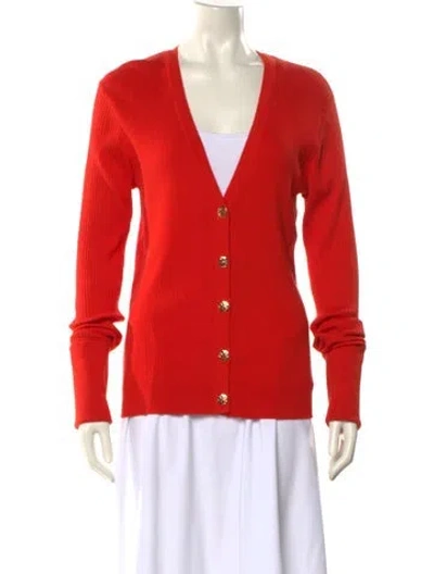Pre-owned Tory Burch V-neck Sweater In Orange