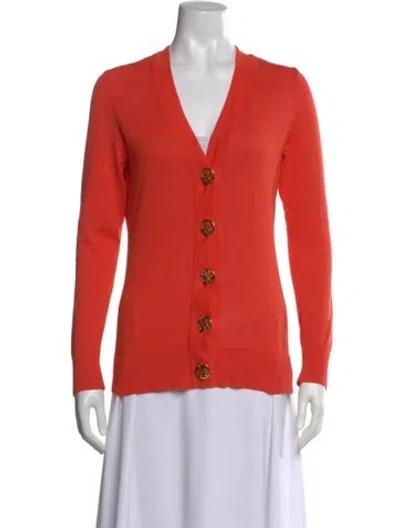 Pre-owned Tory Burch V-neck Sweater In Orange