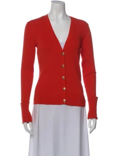 Pre-owned Tory Burch V-neck Sweater In Orange