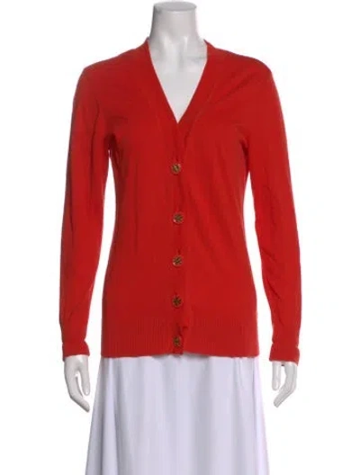 Pre-owned Tory Burch V-neck Sweater In Orange