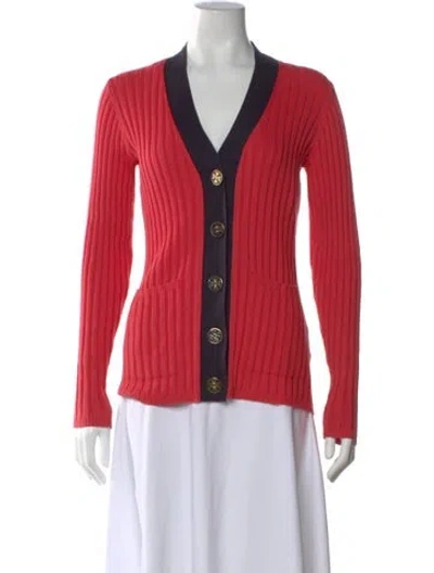 Pre-owned Tory Burch V-neck Sweater In Orange