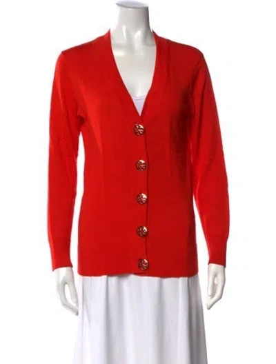 Pre-owned Tory Burch V-neck Sweater In Orange