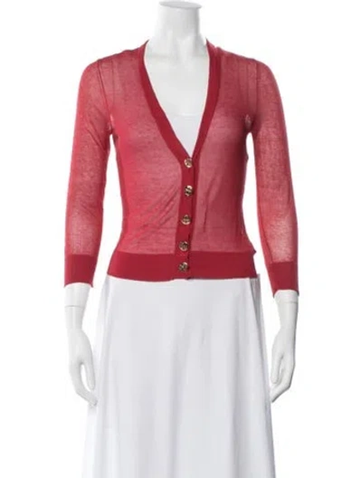 Pre-owned Tory Burch V-neck Sweater In Orange