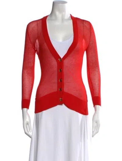 Pre-owned Tory Burch V-neck Sweater In Orange