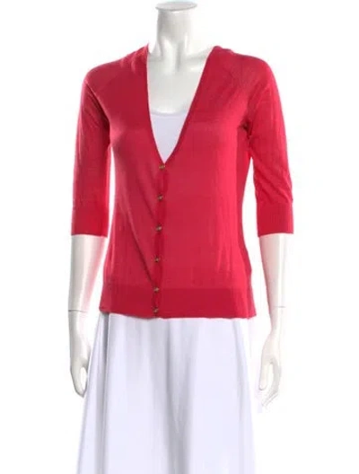 Pre-owned Tory Burch V-neck Sweater In Pink