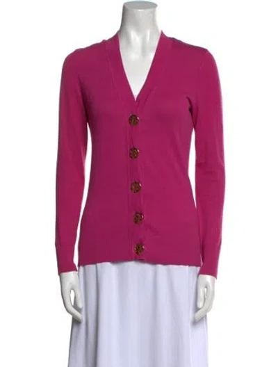 Pre-owned Tory Burch V-neck Sweater In Pink