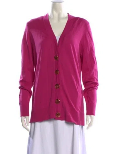 Pre-owned Tory Burch V-neck Sweater In Pink