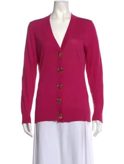 Pre-owned Tory Burch V-neck Sweater In Pink