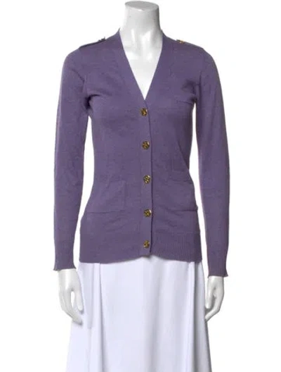 Pre-owned Tory Burch V-neck Sweater In Purple
