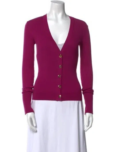 Pre-owned Tory Burch V-neck Sweater In Purple