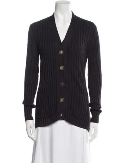 Pre-owned Tory Burch V-neck Sweater In Purple