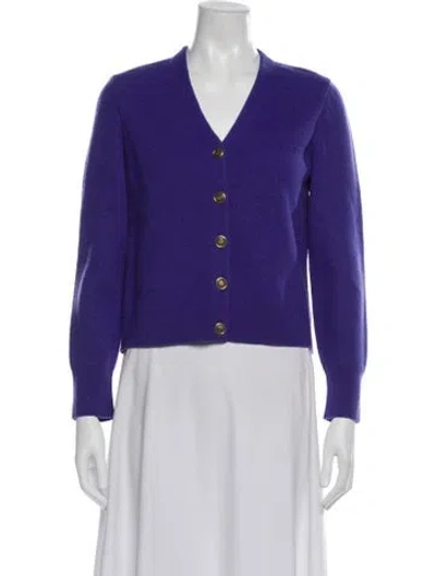 Pre-owned Tory Burch V-neck Sweater In Purple