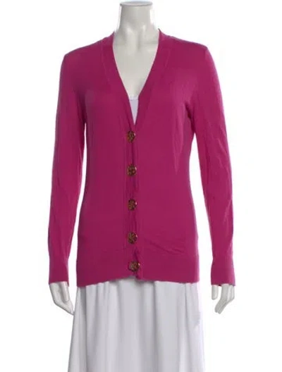 Pre-owned Tory Burch V-neck Sweater In Purple