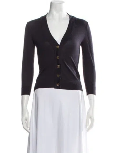 Pre-owned Tory Burch V-neck Sweater In Purple