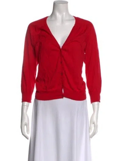 Pre-owned Tory Burch V-neck Sweater In Red