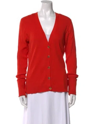 Pre-owned Tory Burch V-neck Sweater In Red