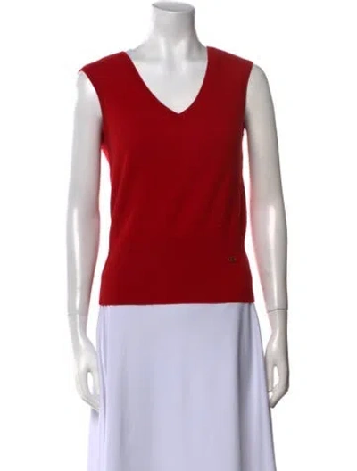Pre-owned Tory Burch V-neck Sweater In Red