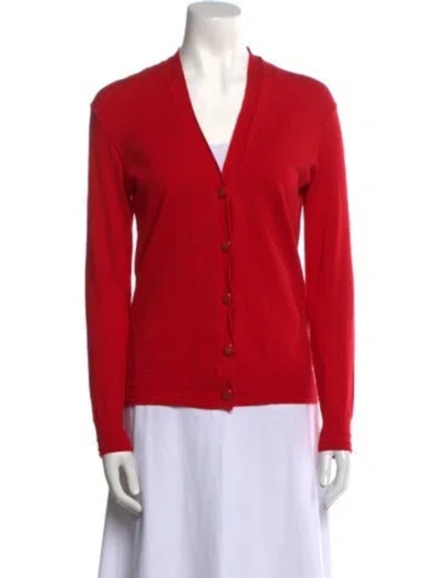 Pre-owned Tory Burch V-neck Sweater In Red