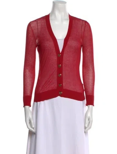 Pre-owned Tory Burch V-neck Sweater In Red