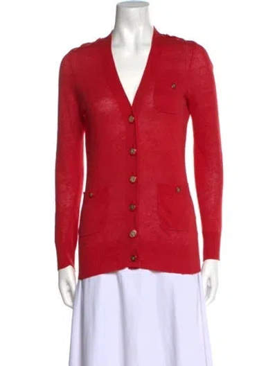 Pre-owned Tory Burch V-neck Sweater In Red