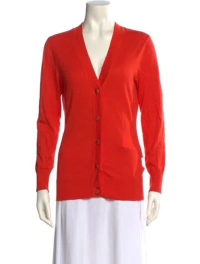 Pre-owned Tory Burch V-neck Sweater In Red
