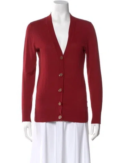 Pre-owned Tory Burch V-neck Sweater In Red