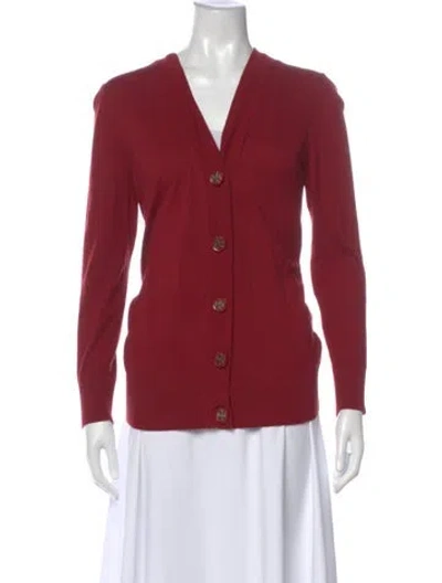 Pre-owned Tory Burch V-neck Sweater In Red