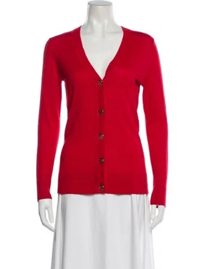 Pre-owned Tory Burch V-neck Sweater In Red
