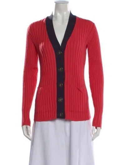 Pre-owned Tory Burch V-neck Sweater In Red
