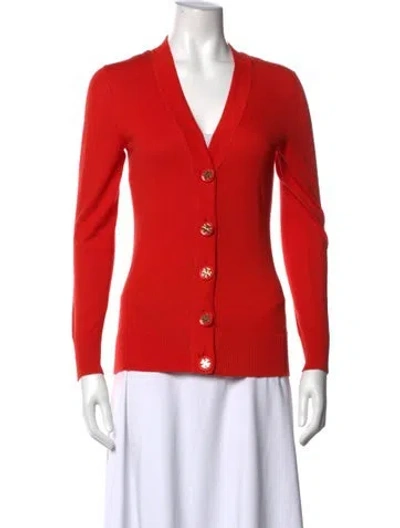 Pre-owned Tory Burch V-neck Sweater In Red
