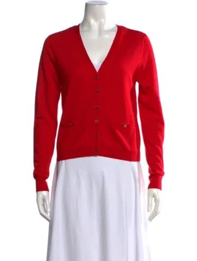 Pre-owned Tory Burch V-neck Sweater In Red