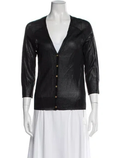 Pre-owned Tory Burch V-neck Sweater W/ Tags In Black