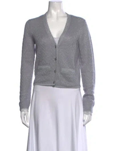 Pre-owned Tory Burch V-neck Sweater W/ Tags In Grey