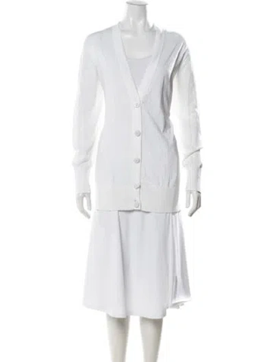 Pre-owned Tory Burch V-neck Sweater W/ Tags In White
