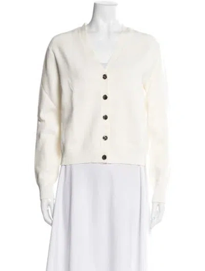 Pre-owned Tory Burch V-neck Sweater In White