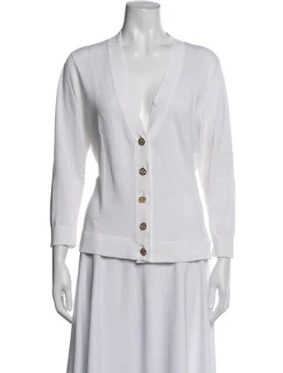 Pre-owned Tory Burch V-neck Sweater In White